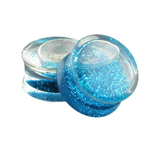 Stfery Ohr Tunnel 14mm, 2 Stk Ear Tunnel Acrylic Set Blau Mit Pailletten Tunnel Ohrringe Damen von Stfery