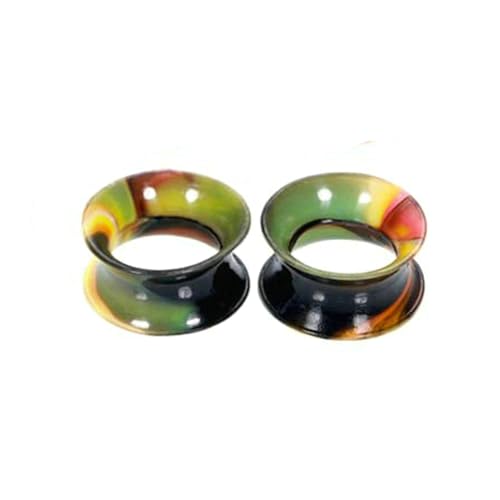 Stfery Ohr Tunnel 14mm, 2 Stk Plugs Ohr Silikon Grün Schwarz Grün Und Schwarz Reifen Plug Ohrringe Damen von Stfery