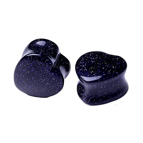 Stfery Ohrringe Plugs Damen 12mm, 2 Stk Ohr Tunnel Stein Blau Ohr Plug Flesh Tunnel Blaues Herz Stein von Stfery