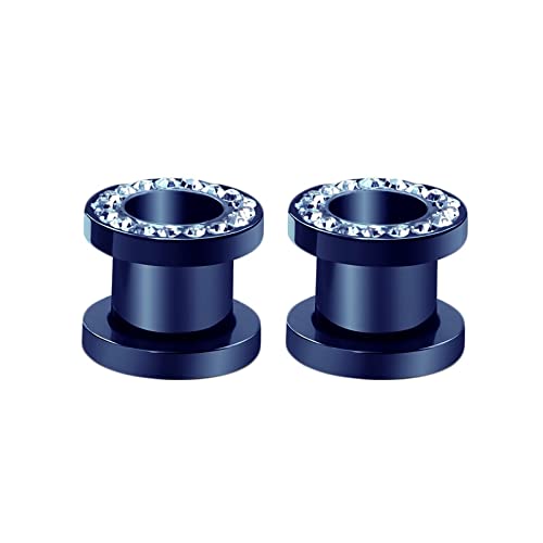 Stfery Ohrringe Plugs Damen 6mm, 2 Stk Ohr Plugs Chirurgenstahl Blau Tunnel Ohrringe Damen Blauer Reifen Mit Zirkon von Stfery