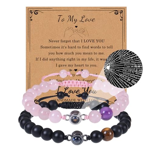 Stfery Partnerarmbänder, Paar Armbänder Partner I Love You 100 Languages Geschenke für Beide 8mm 7"-11" Einstellbar (6mm-A) (8mm) Stfery Partnerarmbänder, Paar Armbänder Partner I Love You 100 Languages Geschenke für Beide 8mm 7"-11" Einstellbar (6mm-A) (8mm) von Stfery