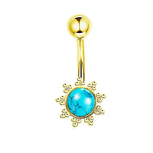 Stfery Piercing Bauchnabel Blume, Piercing Bauchnabel Türkis Kupfer Goldblau Bauchnabelpiercing 1.1MM Schmuck Damen von Stfery