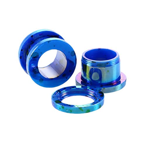 Stfery Plug Ohrringe Damen 8mm, 2 Stk Flesh Tunnel Acryl Blau Tunnel Plug Ohr Blauer Reifen Mit Punktmuster von Stfery