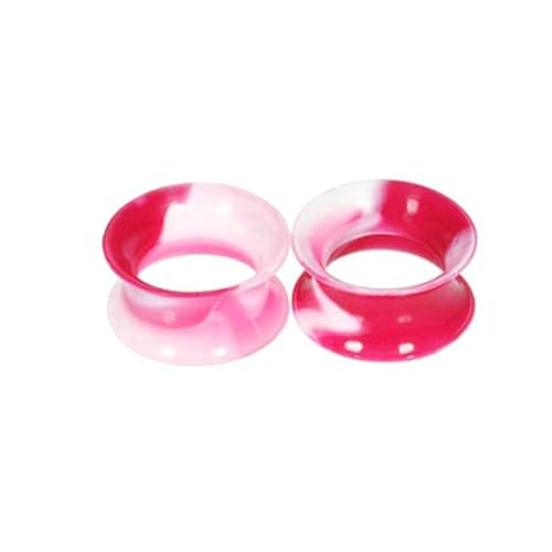 Stfery Plugs 10mm, 2 Stück Tunnel Set Silikon Rot Weiß Rot Und Weiß Reifen Damen Plug Ohr von Stfery