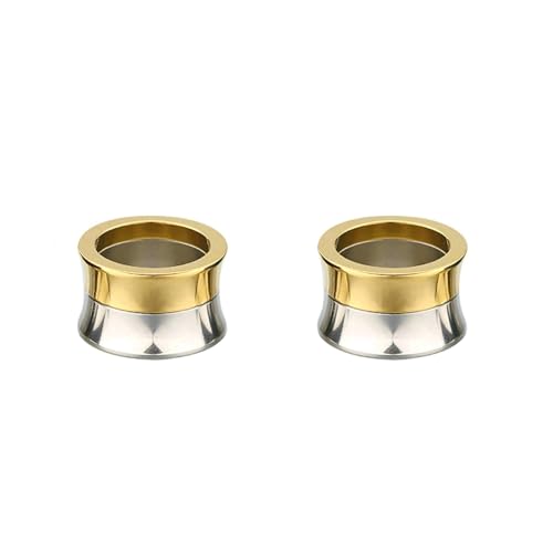 Stfery Plugs 12mm, 2 Stück Tunnel Set Chirurgenstahl Silber Gold Silber Und Gold Reifen Ohrringe Plugs Männer von Stfery