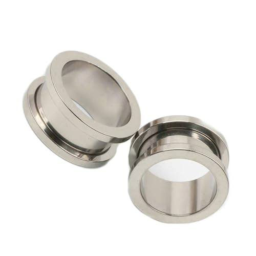 Stfery Plugs 4mm, 2 Stück Flesh Tunnel Stahl Silber Silber Reifen Ohrringe Plugs Damen von Stfery