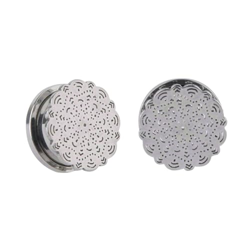 Stfery Plugs 6mm, 2 Stück Chirurgenstahl Plug Silber Mit Blume Muster Ohrringe Plugs Männer von Stfery