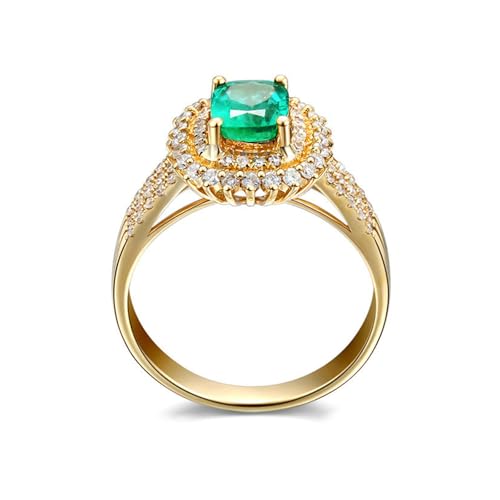 Stfery Ring 18 Karat Gelbgold Au750 Damen, Trauringe mit Smaragd in Quadratschliff, Diamantring Echt Gold, Gr.65 (20.7) von Stfery