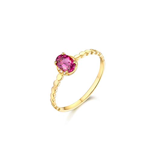 Stfery Ring 18K Gelbgold Au750 Damen, Verlobungsring mit Turmalin Rot in Ovalschliff, Diamantring Echtschmuck, Gr.54 (17.2) von Stfery