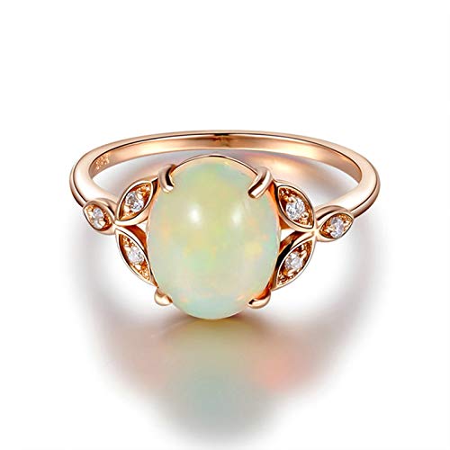 Stfery Ring 18K Rotgold Damen, Verlobungsring mit Farbenfroher Saphir in Ovalschliff, Ringe Moissanit Echtgold Schmuck, Gr.62 (19.7) von Stfery