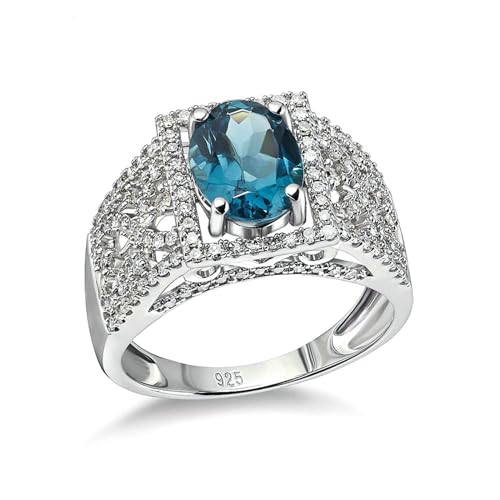 Stfery Ring 925 Breit Ringe für Frauen Oval Topas Ehering für Frauen von Stfery