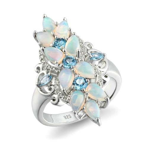 Stfery Ring 925 Silber Damen Ring für Damen Tropfen Opal Ring Verlobung Damen von Stfery