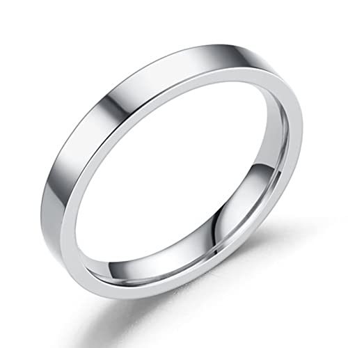 Stfery Ring Damen Edelstahl 3MM Fingerring poliert Hochzeitsringe Frau Silber Verlobungsring Paar zum Valentinstag, 65 (20.7) von Stfery