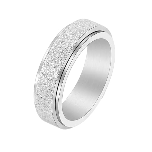 Stfery Ring Edelstahl Herren, 6mm Ring Silber Matter Spinner Hochzeitsringe Herren von Stfery