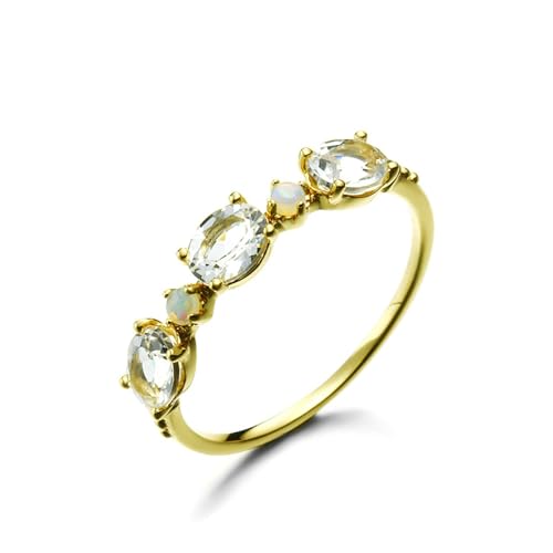 Stfery Ring Gold 18 Karat Ringe für Damen Oval Topas Ring Frauen Verlobung von Stfery