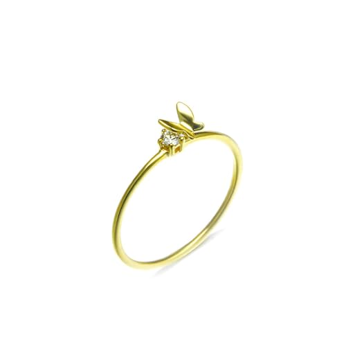 Stfery Ring Gold 18 Karat Ringe für Damen Rund Diamant Ring Verlobung Damen von Stfery