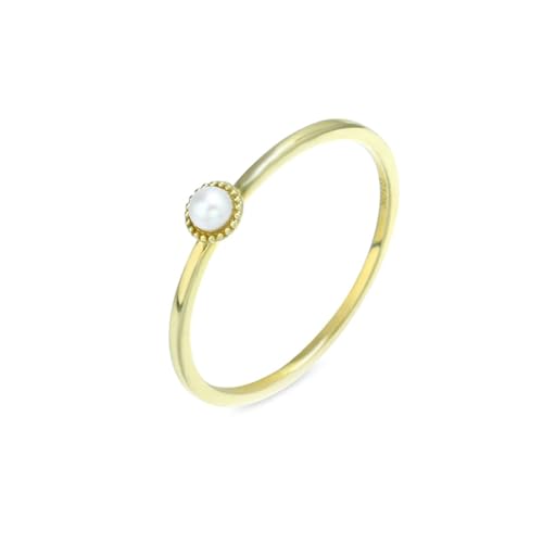 Stfery Ring Gold 18 Karat Ringe für Damen Rund Perle Trauring Damen von Stfery