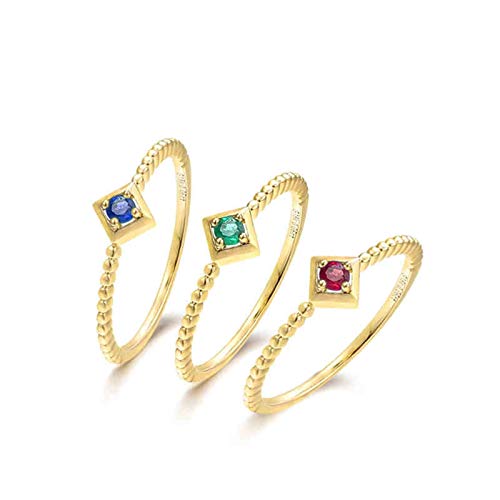 Stfery Ring Gold 18K Damen, Eheringe mit Smaragd, Ringe Echtschmuck, Gr.48 (15.3) von Stfery