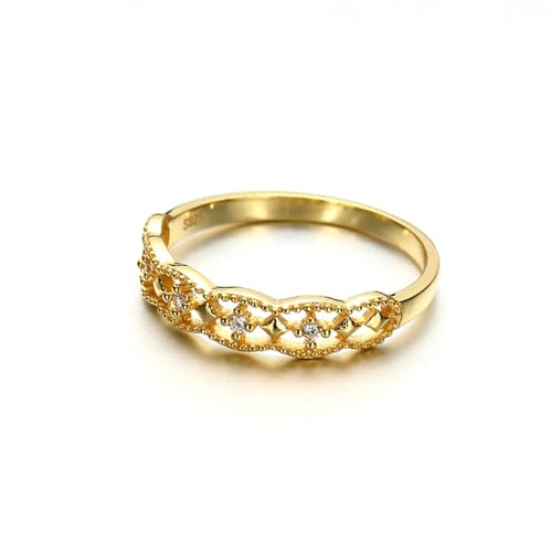 Stfery Ring Gold 750 18 Karat Ring für Frauen Rund Diamant Ring für Damen von Stfery