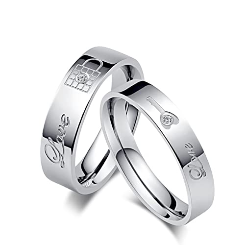 Stfery Ring Männer Edelstahl Liebesring Ring Frauen Silber Finger Ringe Set zum Valentinstag, 60 (19.1) von Stfery