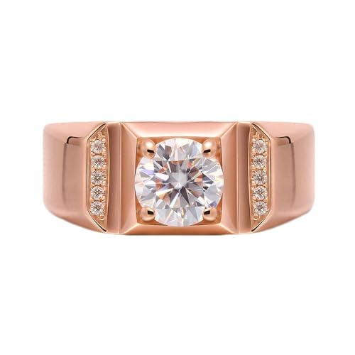 Stfery Ring Rose Gold Echt Ring für Frauen 1ct Rund Moissanit Herren Ring Gravur von Stfery