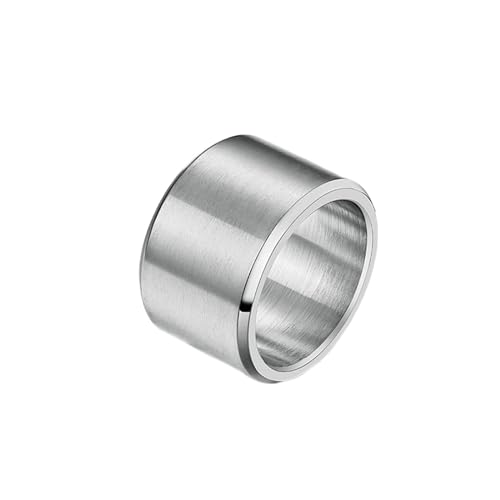Stfery Ring Titan Herren, 15mm Ringe Silber Simple Frosted Breit 15mm Hochzeitsringe Herren von Stfery