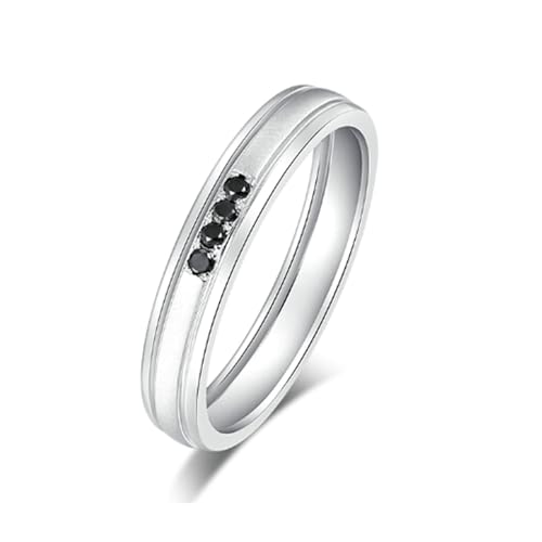 Stfery Ring Weiß Gold 18K Herren, Hochzeitsring mit Diamant Schwarz, Diamantring Echt Gold, Gr.65 (20.7) von Stfery