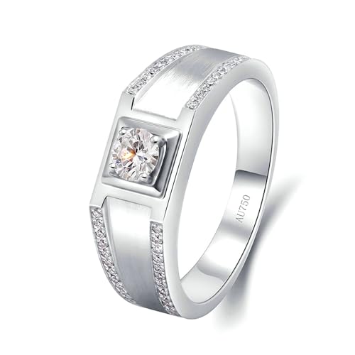 Stfery Ring Weißgold 585 Herren Ring für Damen 0.5ct Rund Moissanit Ringe für Herren von Stfery