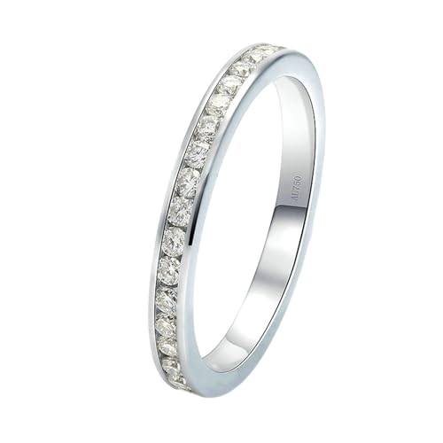 Stfery Ring Weissgold 750 Ring für Damen 0.015ct Rund Natürlicher Diamant Ringe für Damen Klassisch von Stfery