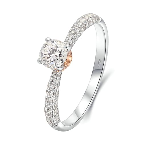 Stfery Ring Weissgold 750 Ring für Damen 0.4ct Rund Geschaffener Diamant Trauringe Damen von Stfery