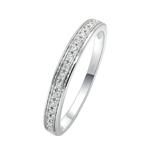 Stfery Ring Weissgold 750 Ring für Frauen 0.055ct Rund Erstellt Diamant Ringe für Damen Klassisch von Stfery