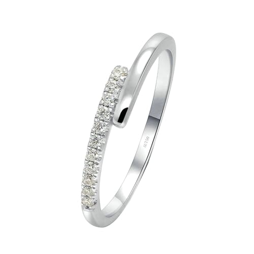 Stfery Ring Weißgold Damen 750 Ring für Frauen 0.088ct Rund Diamant Frauen Ring Verlobung von Stfery