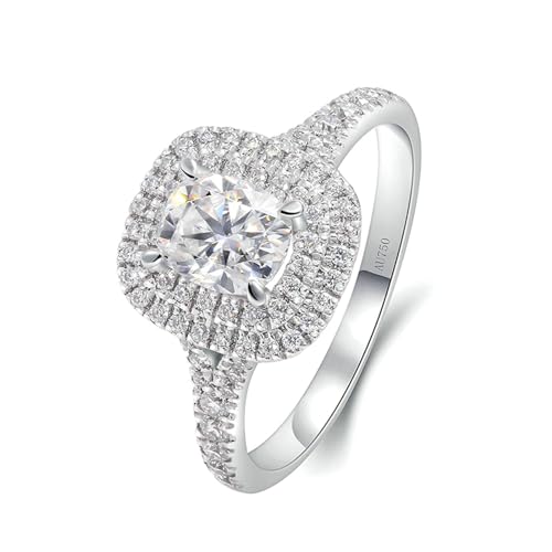 Stfery Ring Weißgold Damen 750 Ring für Frauen 0.7ct Oval Moissanit Hochzeitsring Damen von Stfery