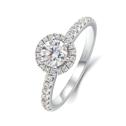 Stfery Ring Weissgold Damen Ring für Damen 0.4ct Rund Moissanit Ring Verlobung Damen von Stfery