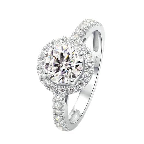 Stfery Ring Weissgold Damen Ring für Damen 1ct Rund Erstellt Diamant Ring Damen von Stfery