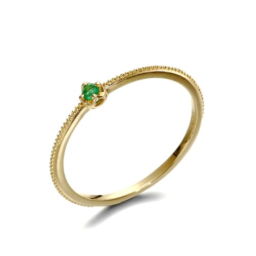 Stfery Ring für Damen Gold 585 Ringe für Damen Rund Smaragd Ehering für Frauen von Stfery