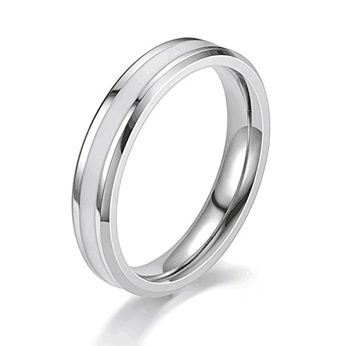 Stfery Ringe Edelstahl Frauen 4MM Öltropfen Ring Damen Weißsilber Modeschmuck Ringe zum Valentinstag, 60 (19.1) von Stfery