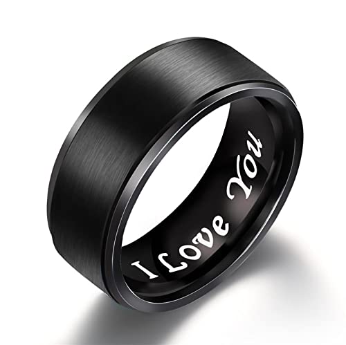 Stfery Ringe Edelstahl Schrift I Love You Freundschaftsringe Frau Frau Schwarz Edelstahl Ring Namen zum Valentinstag, 52 (16.6) von Stfery