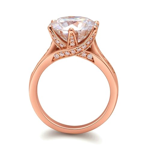 Stfery Rosegold Ring für Damen Echt Ringe für Frauen 5ct Rund Moissanit Ehering Damen von Stfery