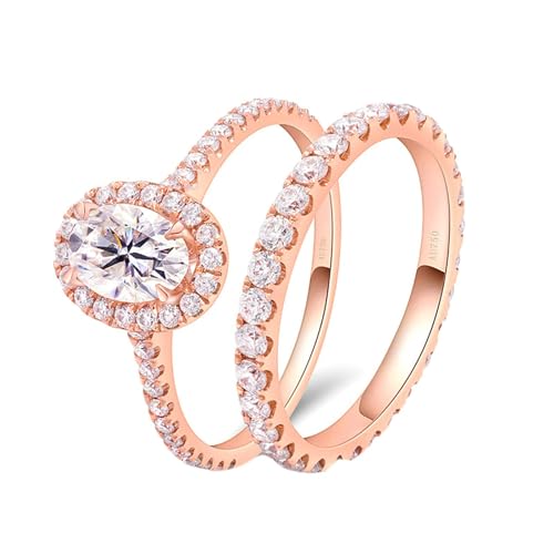 Stfery Rosegold Ringe 585 Ring für Frauen 1ct Oval Moissanit Verlobung Ringe Frau von Stfery