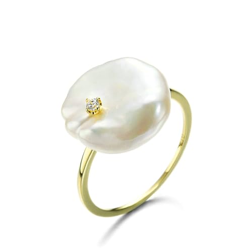 Stfery Rotgold Trauuringe 585 Ring für Damen Unregelmäßig Perle Ehering Damen von Stfery