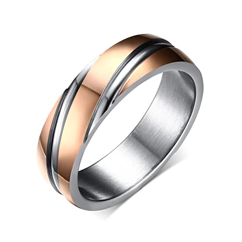 Stfery Siegelring Herren Edelstahl Spiralstruktur Ringe Vintage Roségoldener Stahl Fidget Ring zum Valentinstag, Größe 52 (16.6) von Stfery