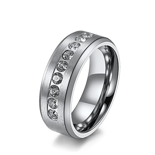 Stfery Titan Ring mit Zirkonia, Herren Ringe Jugendliche Stahl Einfach 62 (19.7) Modeschmuck Geschenk von Stfery