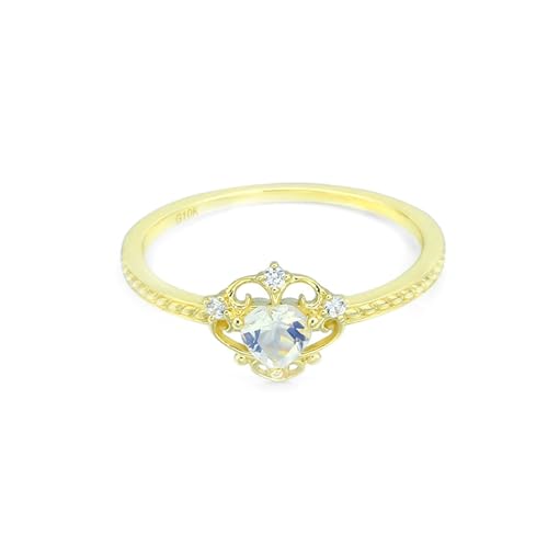 Stfery Trauring 18 Karat Gold Ringe für Frauen Herz Mondstein Ring für Damen von Stfery