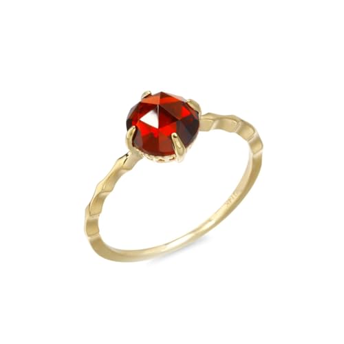 Stfery Trauring 585 Gelbgold Ringe für Frauen Rund Granat Ring Damen von Stfery