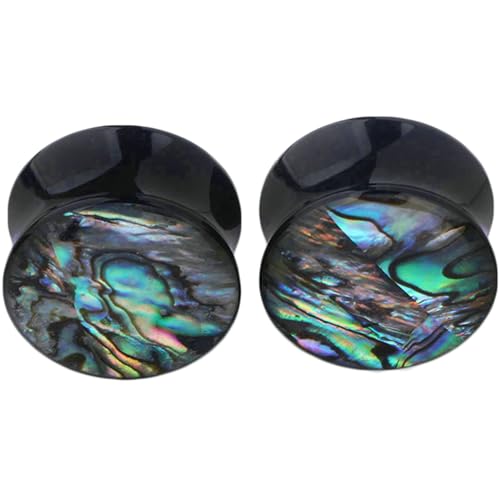 Stfery Tunnel Plug Ohr 18mm, 2 Pcs Ear Tunnel Acrylic Set Schwarz Mit Abalone Schale Muster Ohrringe Plugs Männer von Stfery