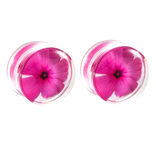 Stfery Tunnel Plug Ohr 8mm, 2 Pcs Ear Tunnel Acrylic Set Rosen Rot Blume Muster Tunnel Ohrringe Damen von Stfery