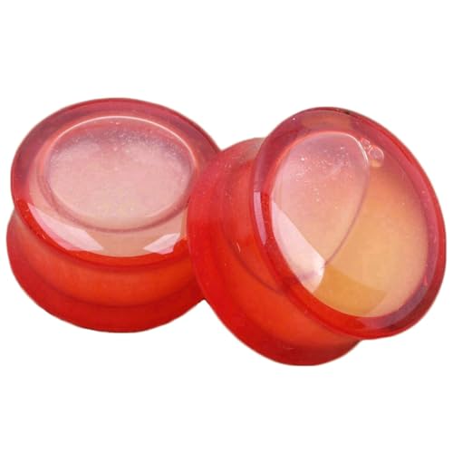 Stfery Tunnel Plug Ohr 8mm, 2 Pcs Ear Tunnel Set Acryl Rot Leuchtend Plug Ohrringe Damen von Stfery