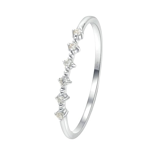 Stfery Weißgold 750 Ring Ring für Damen 0.045ct Rund Erstellt Diamant Verlobungsring Damen von Stfery