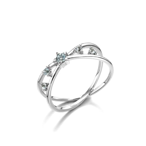 Stfery Weißgold 750 Ring Ringe für Damen Rund Topas Ring Verlobung Damen von Stfery